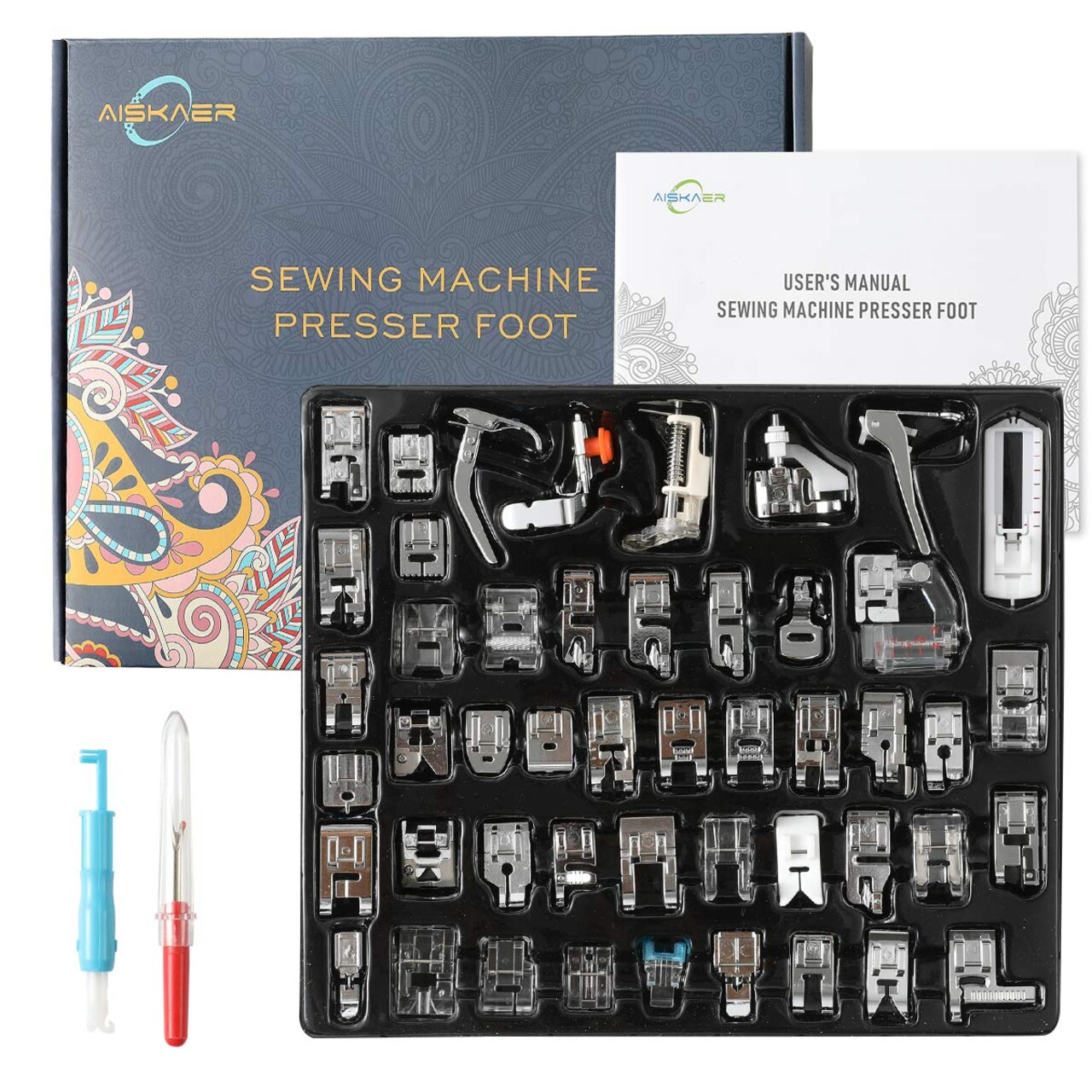 48Pcs Sewing Machine Presser Feet Foot Set for Brother, Babylock, Singer, Janome, Elna, Toyota, New Home, Simplicity, Kenmore